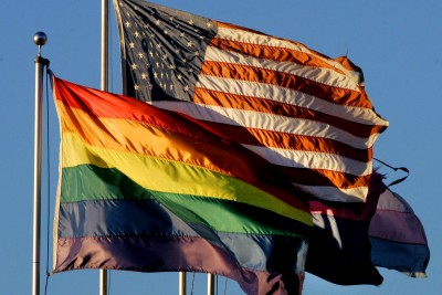 LGBT & U.S. flags