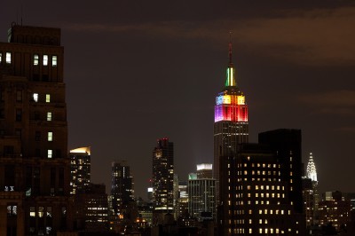 Empire State Building, lit for Gay Pride (pic by Flickr user ccho)