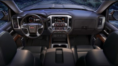 2014 GMC Sierra SLT Interior front dash view from the rear seats