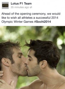 Lotus tweet in support of Olympic athletes in Sochi (subsequently deleted)
