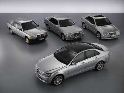 Four generations of the Mercedes-Benz C-Class